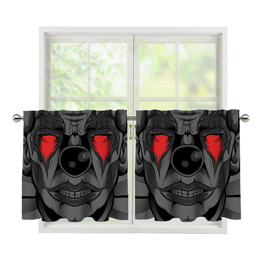Scary Joker Card Print Tier Curtains