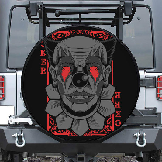 Scary Joker Card Print Tire Cover