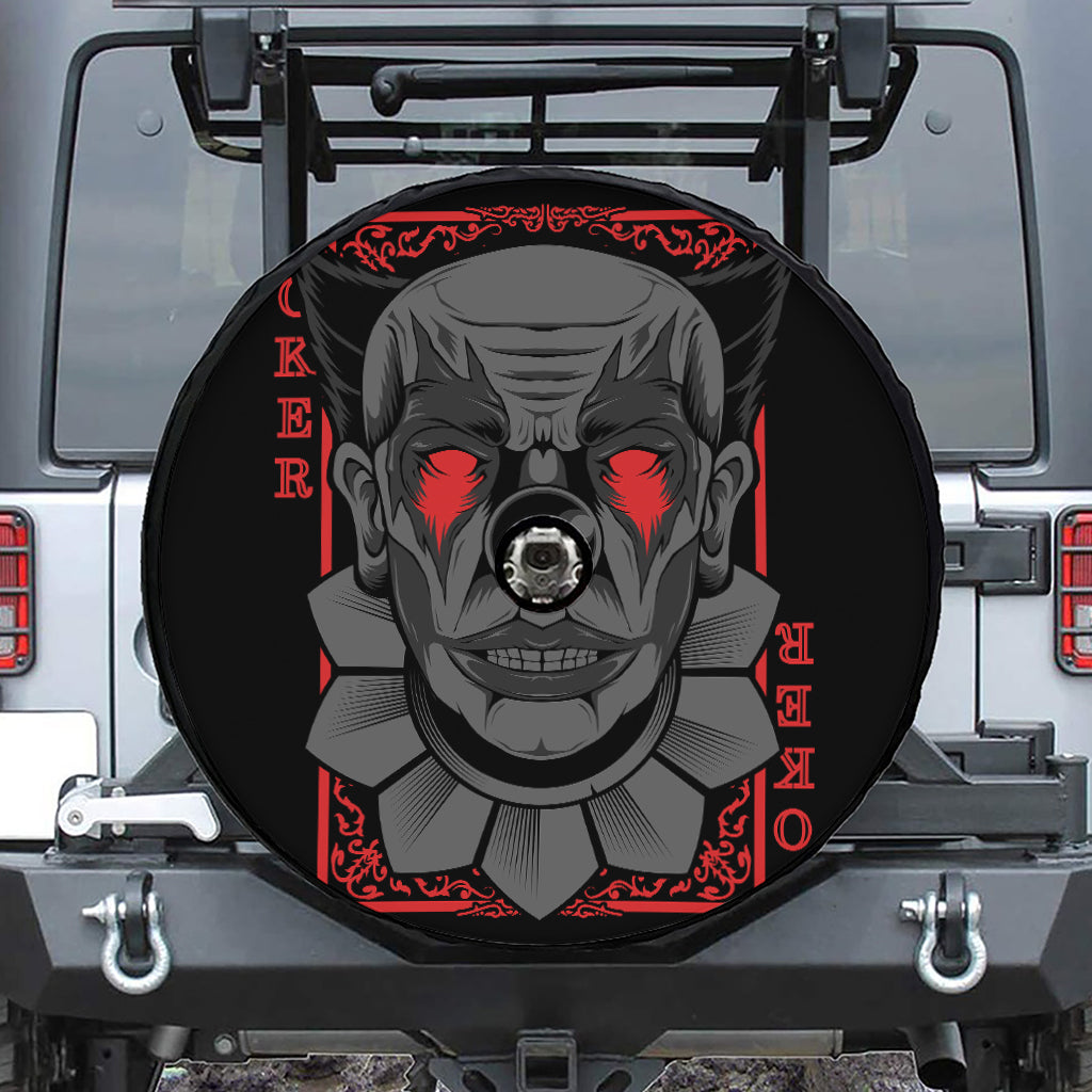 Scary Joker Card Print Tire Cover With Camera Hole