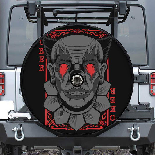 Scary Joker Card Print Tire Cover With Camera Hole