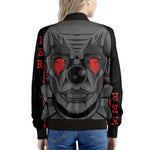 Scary Joker Card Print Women's Bomber Jacket