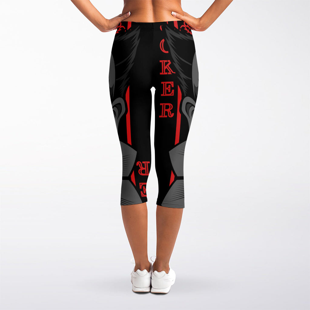 Scary Joker Card Print Women's Capri Leggings