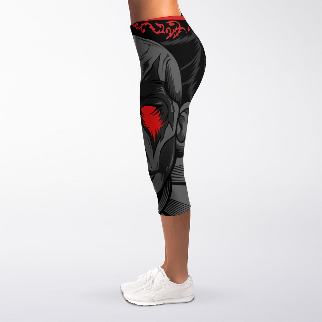 Scary Joker Card Print Women's Capri Leggings