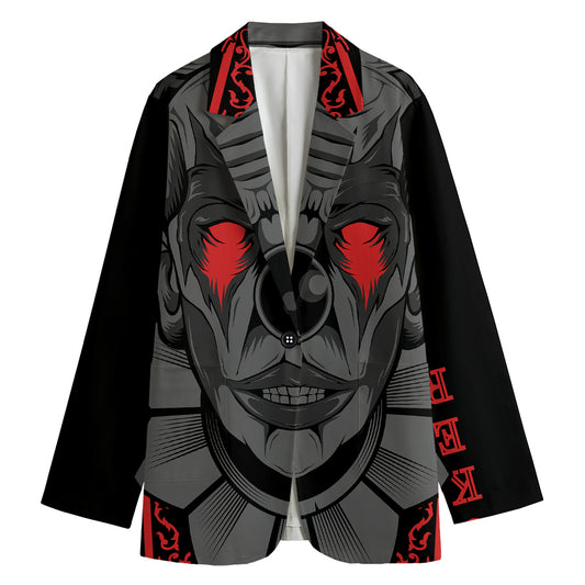 Scary Joker Card Print Women's Cotton Blazer