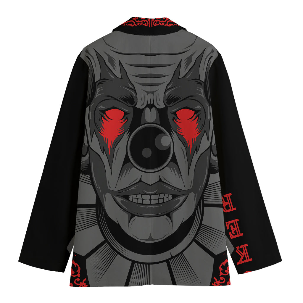 Scary Joker Card Print Women's Cotton Blazer