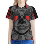 Scary Joker Card Print Women's Polo Shirt