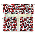 Scary Red Eyeball Pattern Print 3 Piece Kitchen Curtains