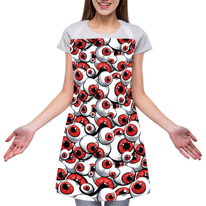Scary Red Eyeball Pattern Print Adjustable Apron