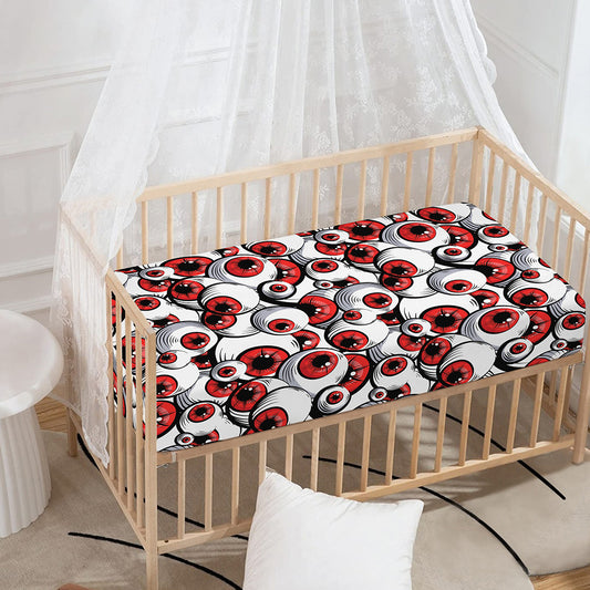 Scary Red Eyeball Pattern Print Baby Crib Sheet