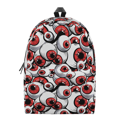 Scary Red Eyeball Pattern Print Backpack