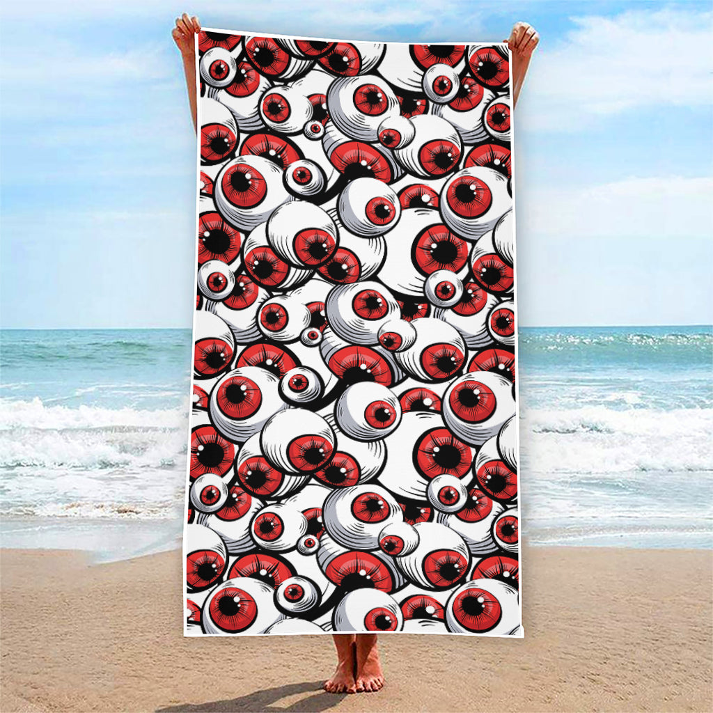 Scary Red Eyeball Pattern Print Beach Towel