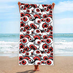 Scary Red Eyeball Pattern Print Beach Towel