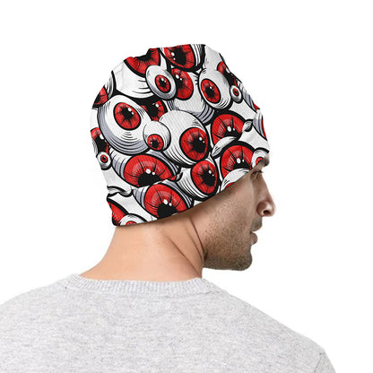 Scary Red Eyeball Pattern Print Beanie