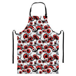 Scary Red Eyeball Pattern Print Bib Apron With Pocket