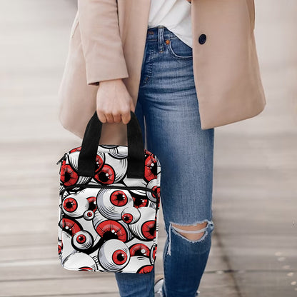 Scary Red Eyeball Pattern Print Bible Tote Bag