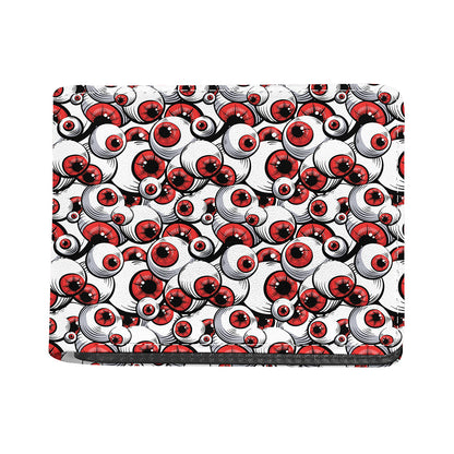Scary Red Eyeball Pattern Print Bifold Wallet