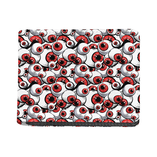 Scary Red Eyeball Pattern Print Bifold Wallet
