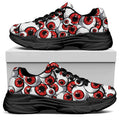 Scary Red Eyeball Pattern Print Black Chunky Shoes