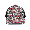 Scary Red Eyeball Pattern Print Black Mesh Trucker Hat
