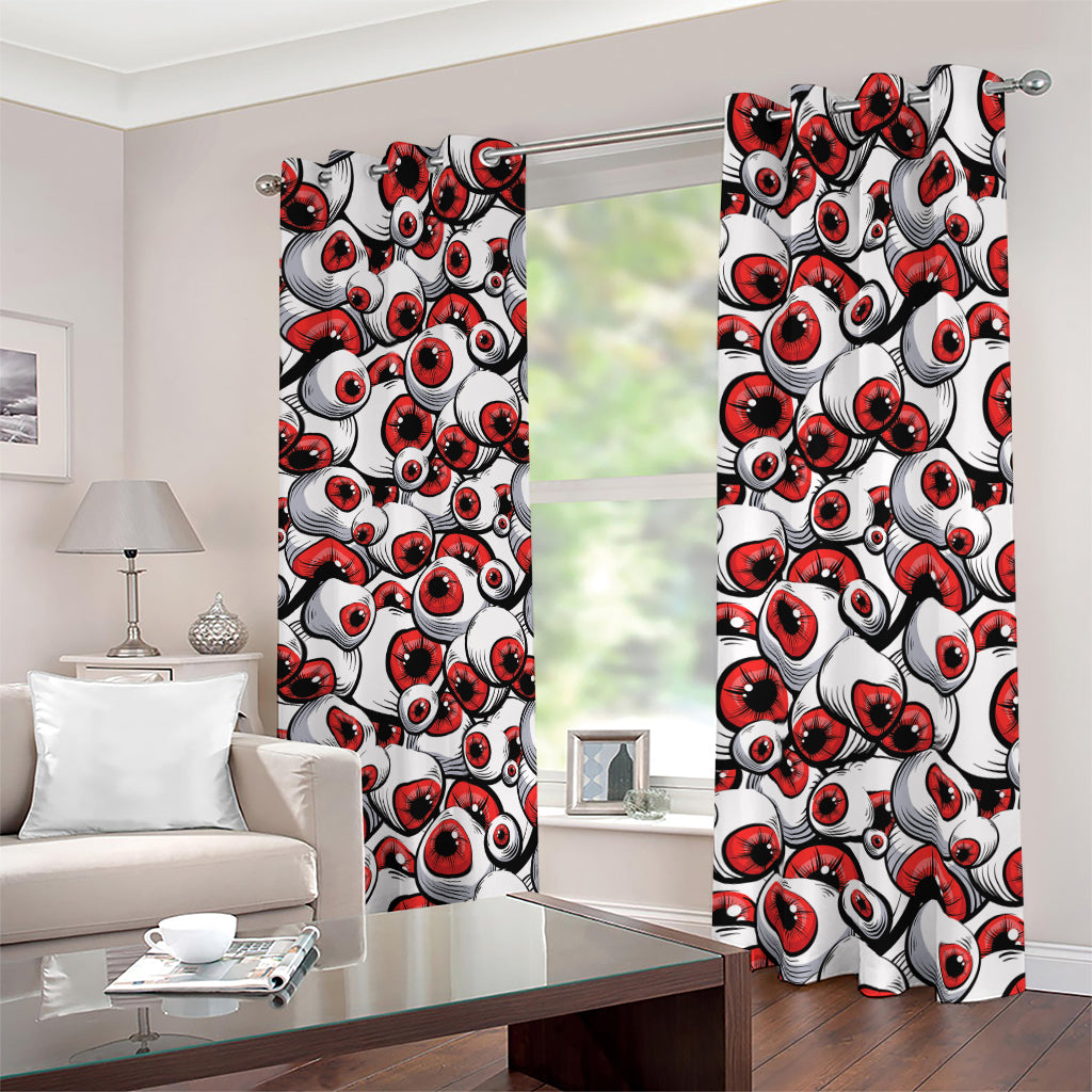 Scary Red Eyeball Pattern Print Blackout Grommet Curtains