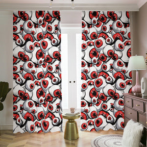 Scary Red Eyeball Pattern Print Blackout Pencil Pleat Curtains