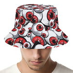 Scary Red Eyeball Pattern Print Bucket Hat