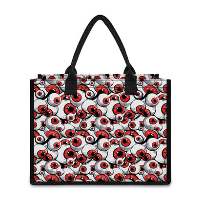 Scary Red Eyeball Pattern Print Canvas Tote Bag