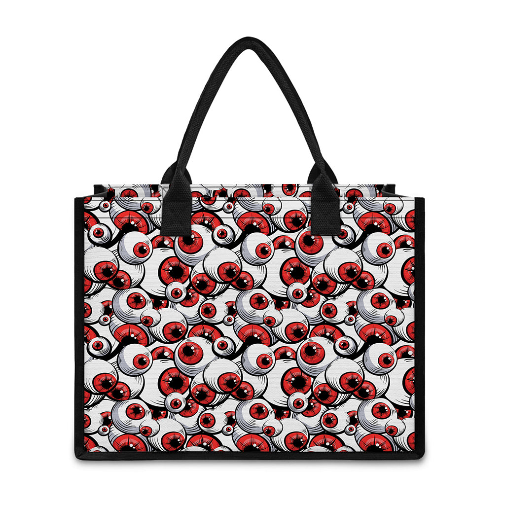 Scary Red Eyeball Pattern Print Canvas Tote Bag