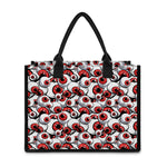 Scary Red Eyeball Pattern Print Canvas Tote Bag