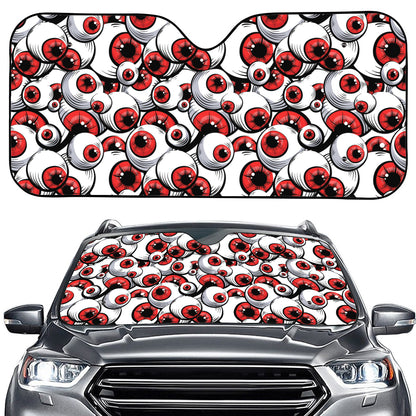 Scary Red Eyeball Pattern Print Car Windshield Sun Shade