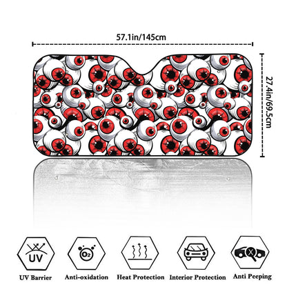 Scary Red Eyeball Pattern Print Car Windshield Sun Shade