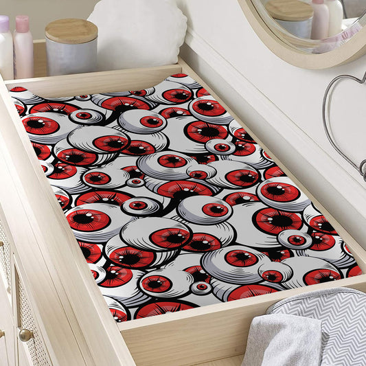 Scary Red Eyeball Pattern Print Changing Pad Cover