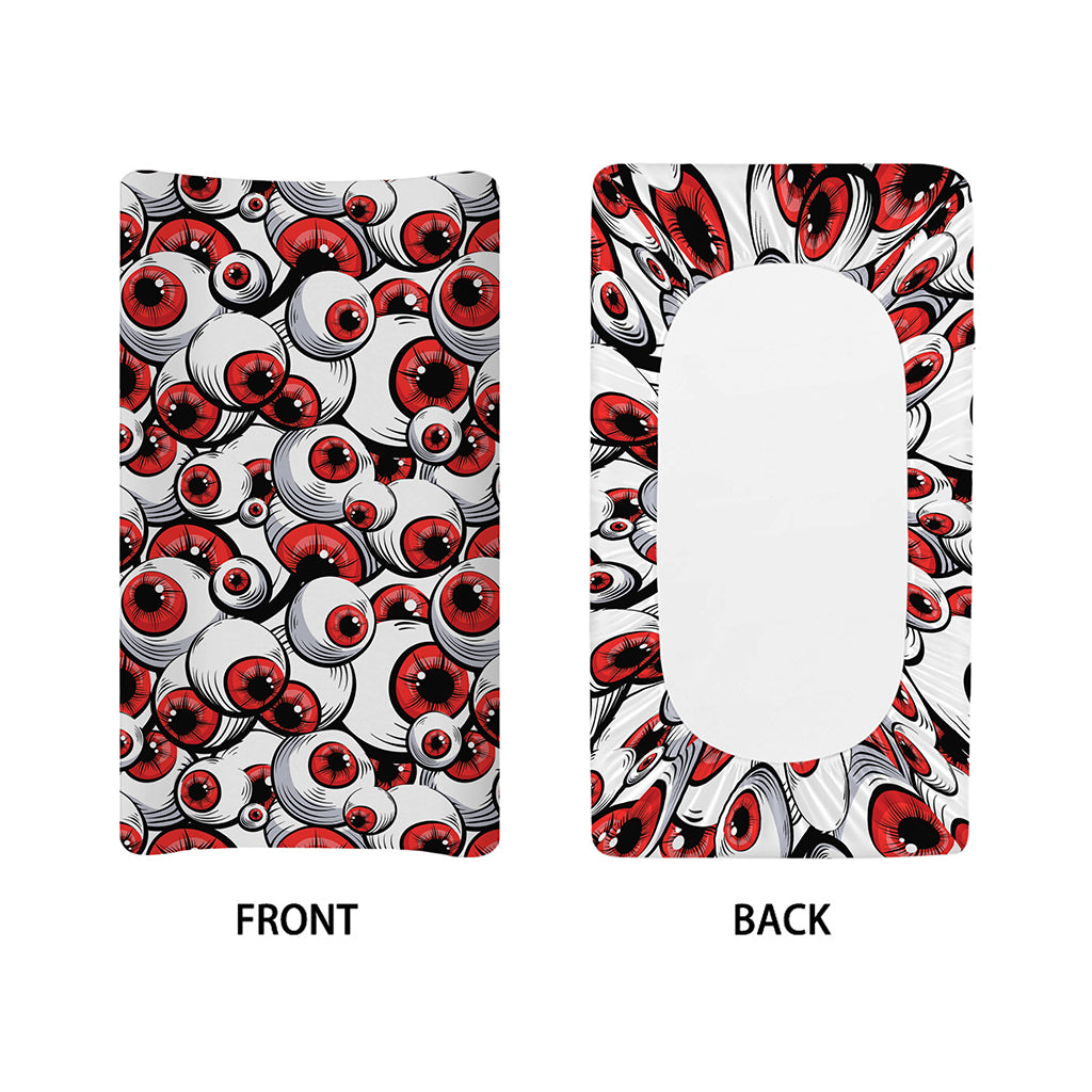 Scary Red Eyeball Pattern Print Changing Pad Cover