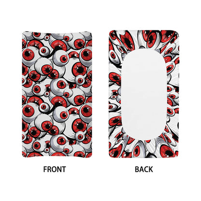 Scary Red Eyeball Pattern Print Changing Pad Cover