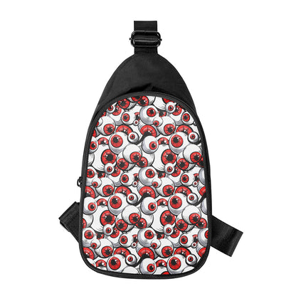 Scary Red Eyeball Pattern Print Chest Bag
