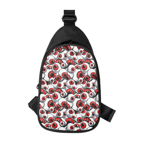 Scary Red Eyeball Pattern Print Chest Bag