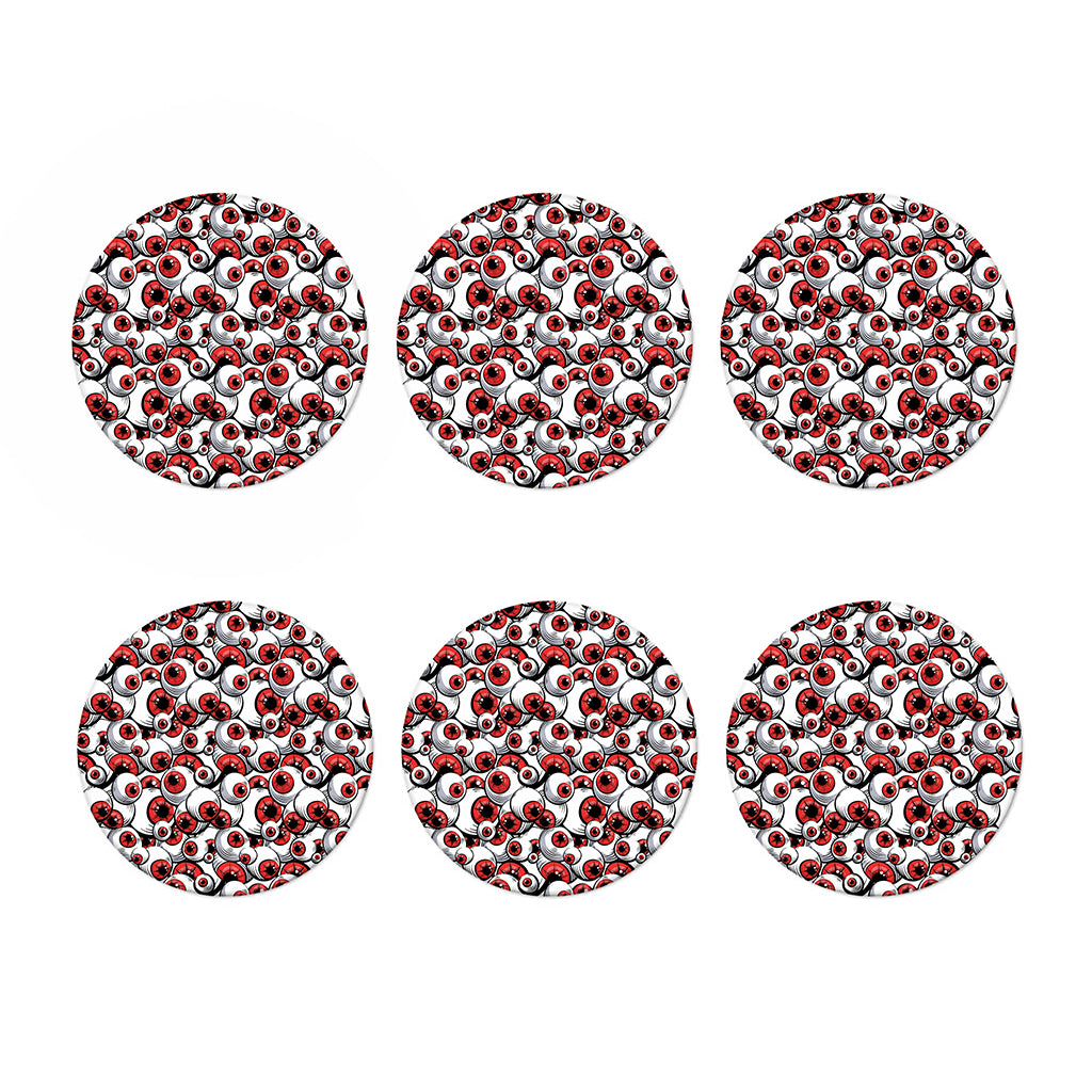 Scary Red Eyeball Pattern Print Coaster Set