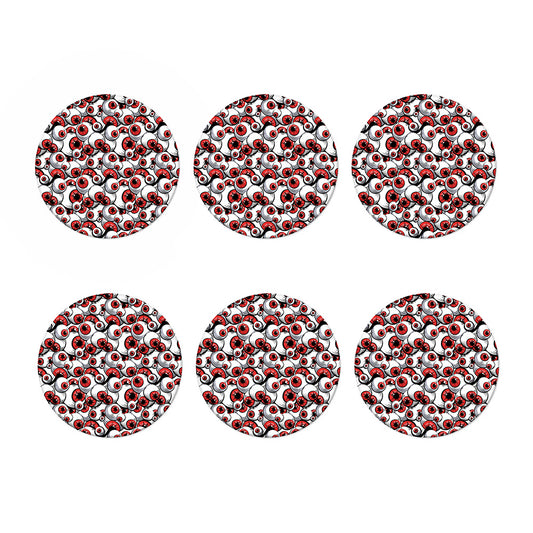Scary Red Eyeball Pattern Print Coaster Set