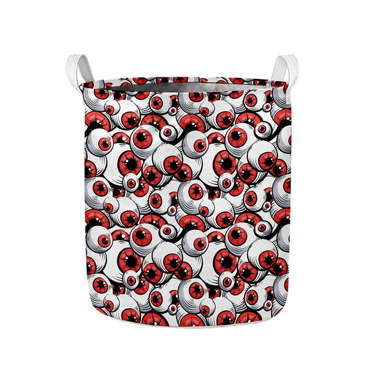 Scary Red Eyeball Pattern Print Collapsible Laundry Basket