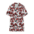 Scary Red Eyeball Pattern Print Cotton Hawaiian Shirt