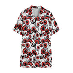 Scary Red Eyeball Pattern Print Cotton Hawaiian Shirt
