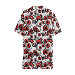 Scary Red Eyeball Pattern Print Cotton Hawaiian Shirt