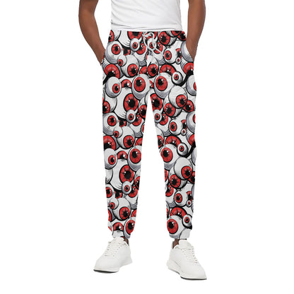 Scary Red Eyeball Pattern Print Cotton Pants