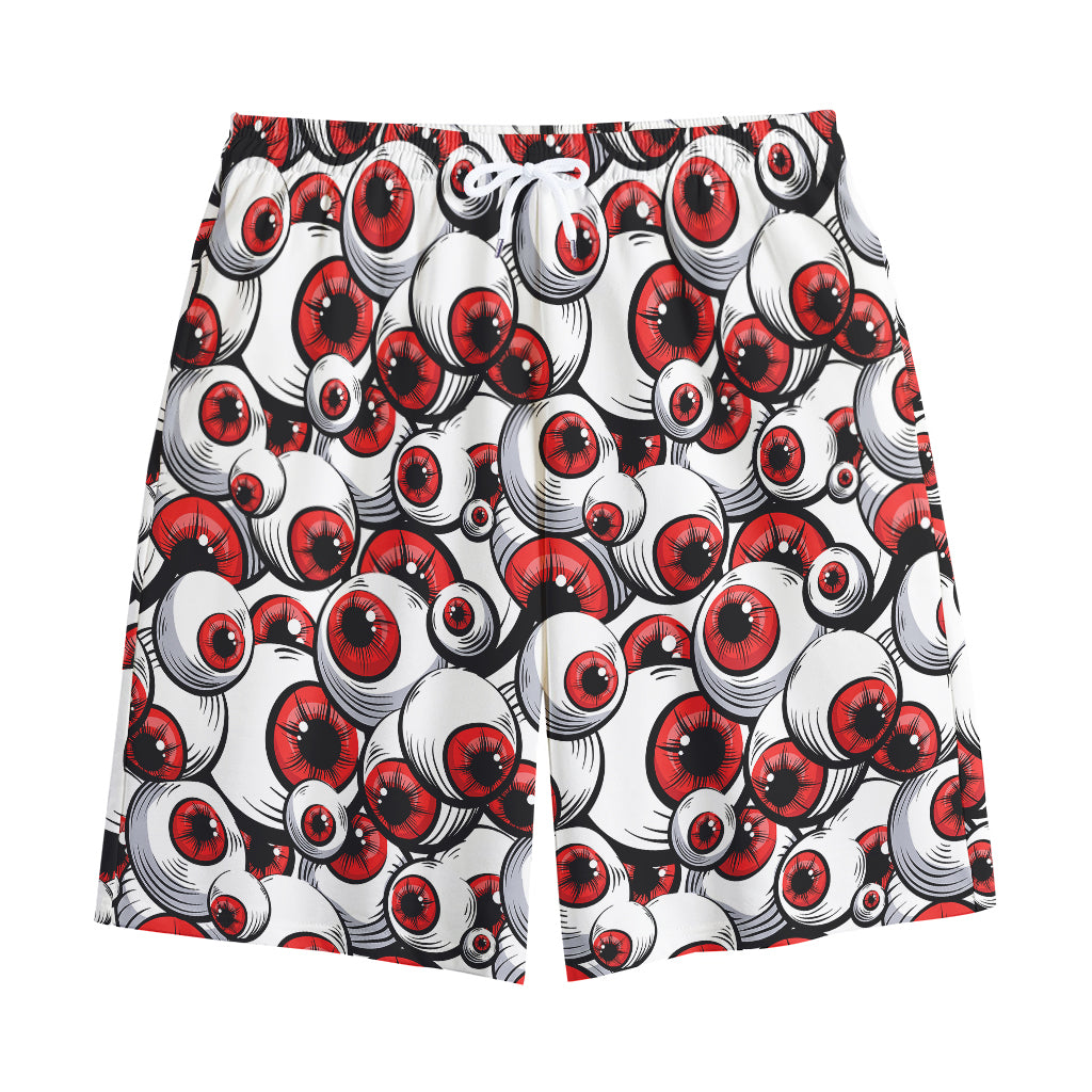 Scary Red Eyeball Pattern Print Cotton Shorts