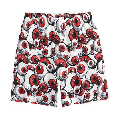 Scary Red Eyeball Pattern Print Cotton Shorts