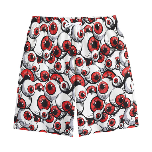 Scary Red Eyeball Pattern Print Cotton Shorts