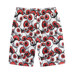 Scary Red Eyeball Pattern Print Cotton Shorts