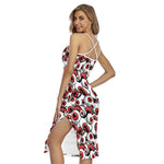 Scary Red Eyeball Pattern Print Cross Back Cami Dress