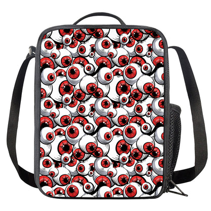 Scary Red Eyeball Pattern Print Crossbody Lunch Bag