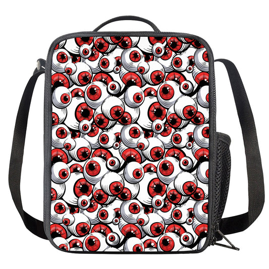 Scary Red Eyeball Pattern Print Crossbody Lunch Bag